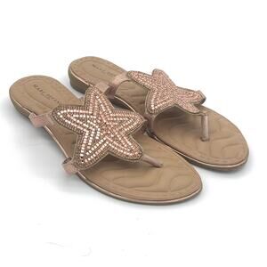 Marc Defang New York Starfish Beaded Thong Sandal Rose Gold Womens Size 8